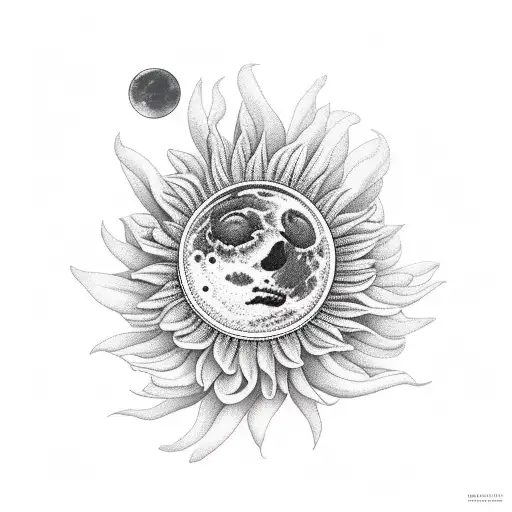 Lunar Cycle With Chrysanthemum And Orchid