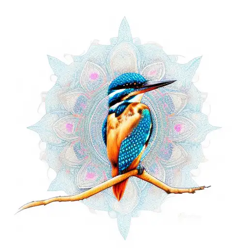 Colorful Kingfisher Bird With Mandala