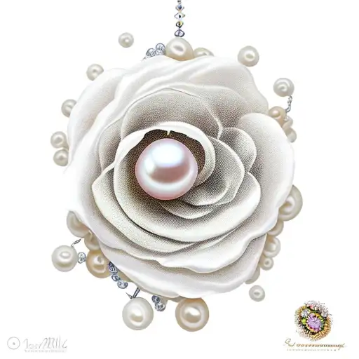 Pearl Necklace Intertwined With A Blooming Flower