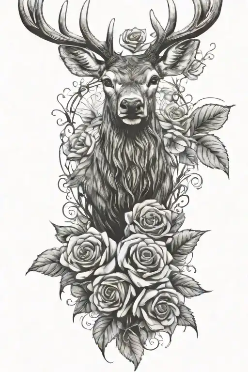Stag And Rose Wrapped