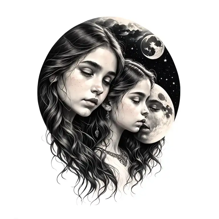 Two Daughters With A Moon Inside