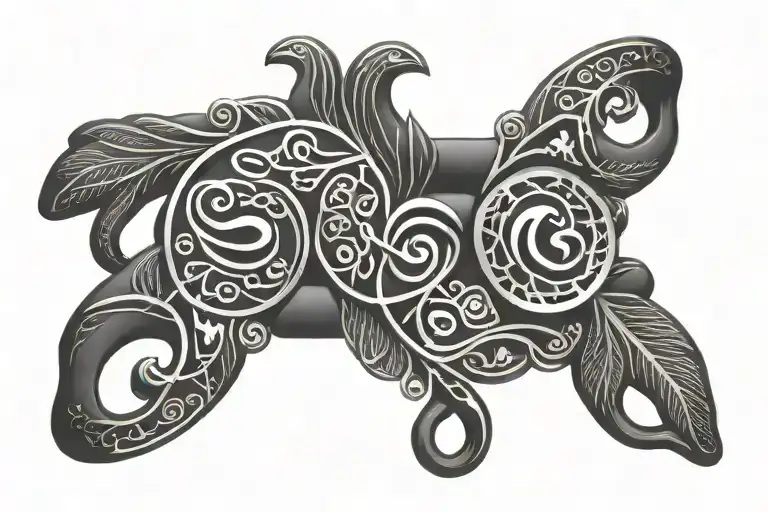 3D Sankofa And Aya Adinkra Symbols As Wrist Cuff With Drop Shadows