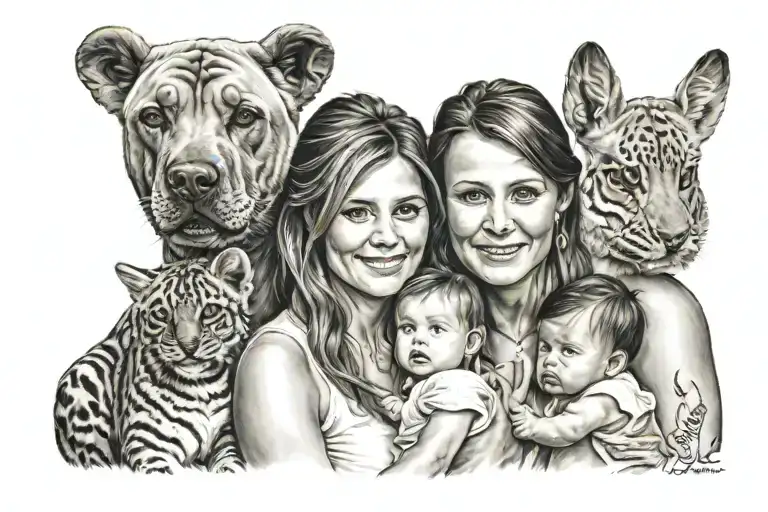 Dad Mom Daughter 10 Years Old And Daughter 1 Year Old