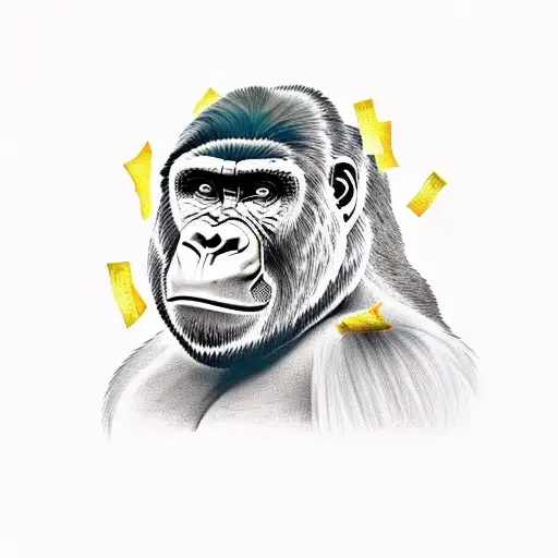 Gorilla Holding A Bag Full Of Money