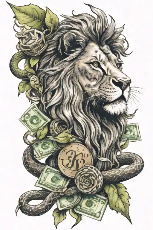 Lion And Snake With Money