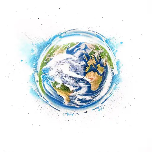 Earth Eoth Water Splashing Around It