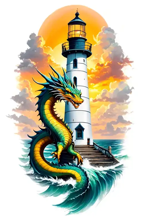 Lighthouse With Dragon Wrapped