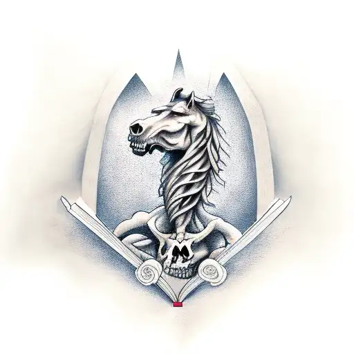 A Deathly Horseman Holding A Book And A Coffee Cup