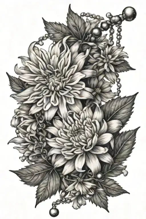 Aster Flower With Rosary Intertwined