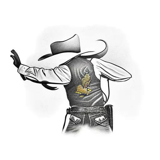 A Silhouette Of A Cowboy Working On A Truck With A Sunset Background