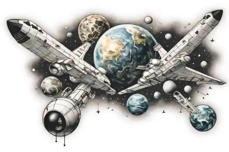 Space Galaxy Satellites Shuttle Planets