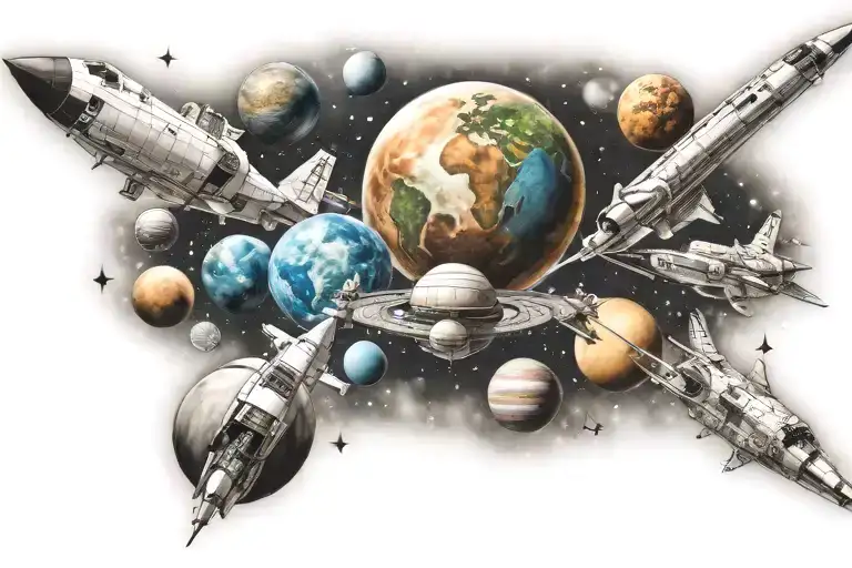 Space Galaxy Satellites Shuttle Planets