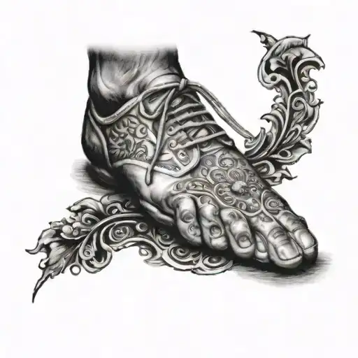 A Realistic Portrait Of A Family Member's Foot With Intricate Details And Shading