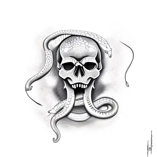 Skull With Snake Inside Mouth