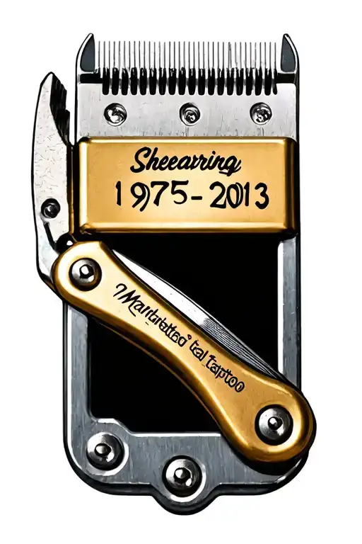 Shearing Clippers With The Name Mark In It And The Dates 1975-2013 Underneath