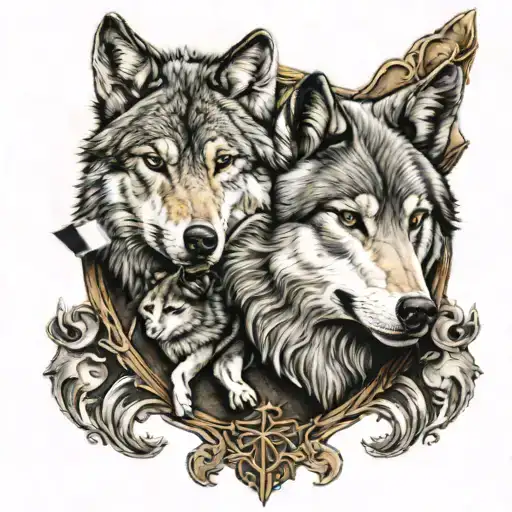 Wolf And Circassian Flag Intertwined