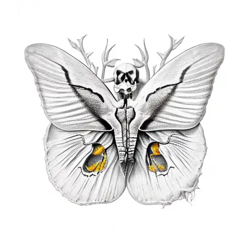 Atlas Moth With Skull