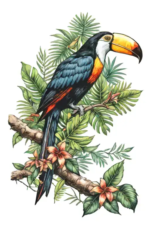 Colourful Rainforest With Toucan