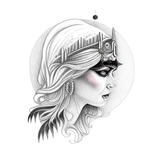 The Goddess Of Night With A Raven