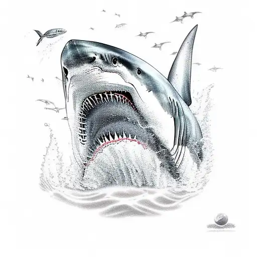 A Great White Shark In An Burning Aquarium