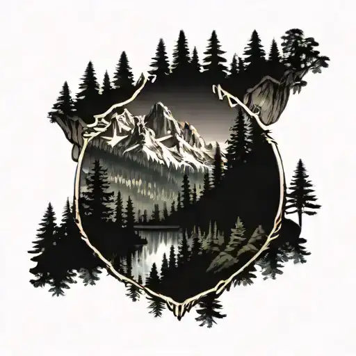 Redwood Forest With Mountains