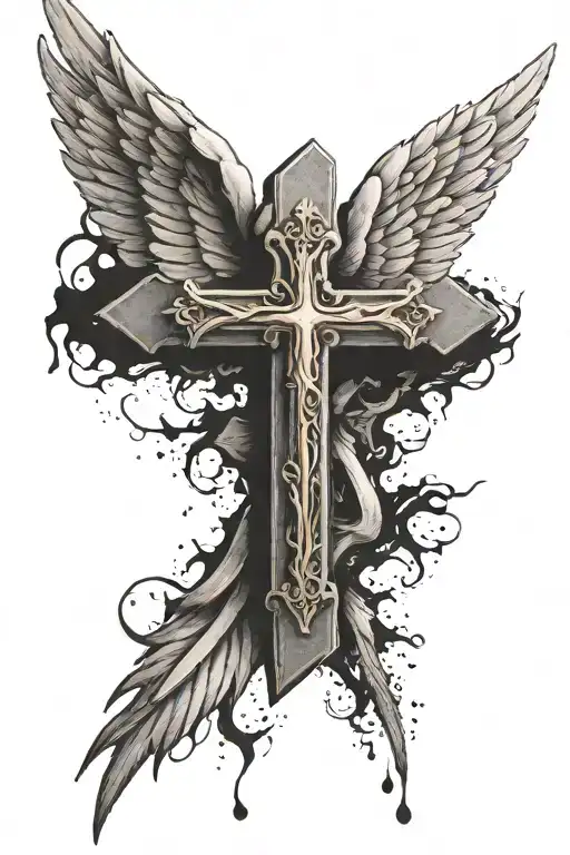 Christian Cross With Wings