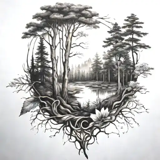 Forest Nature Tattoo Design