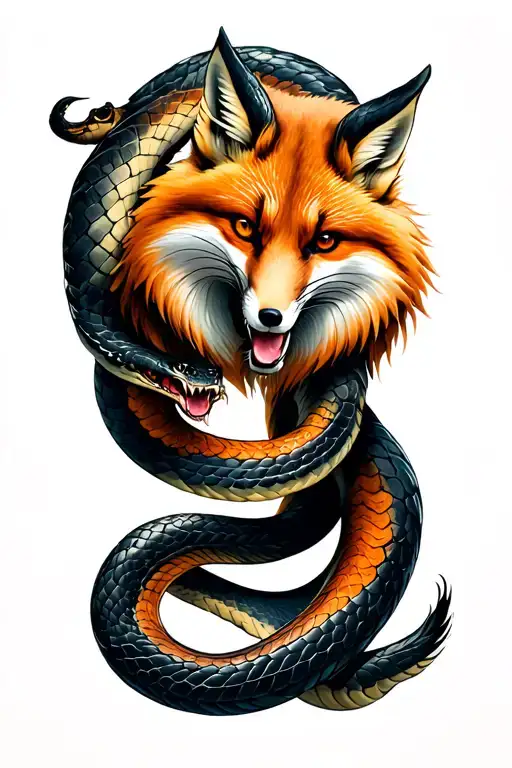 Fox And Snake Fighting Each Other