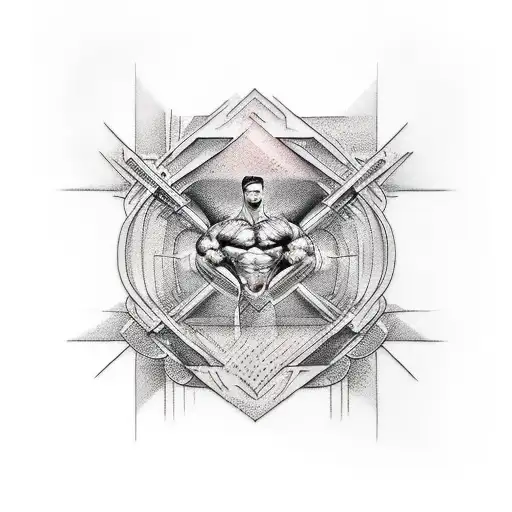 An Abstract Design Combining Elements Of Bodybuilding And Content Creation