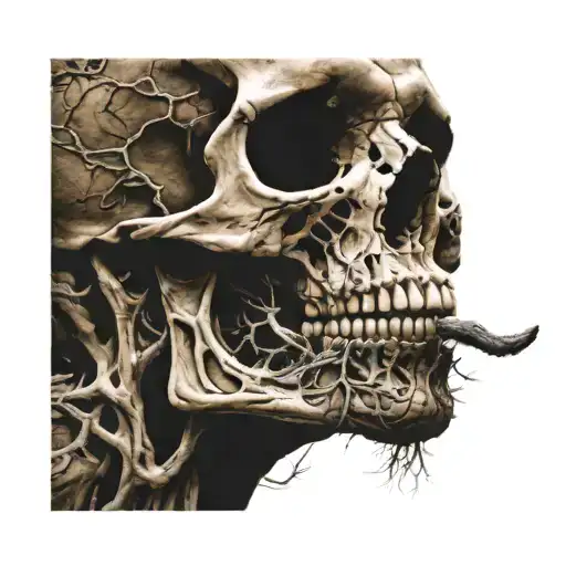 Tree Growing Out Of Mouth Of Skull