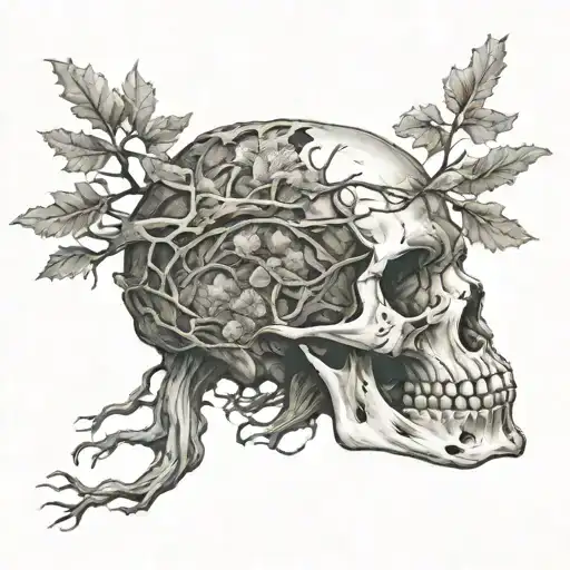 Oak Tree Growing Out Of Top Of Skull