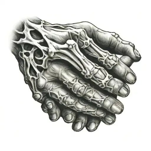 Bone Hand And Baby Hand Holding Hands Holding