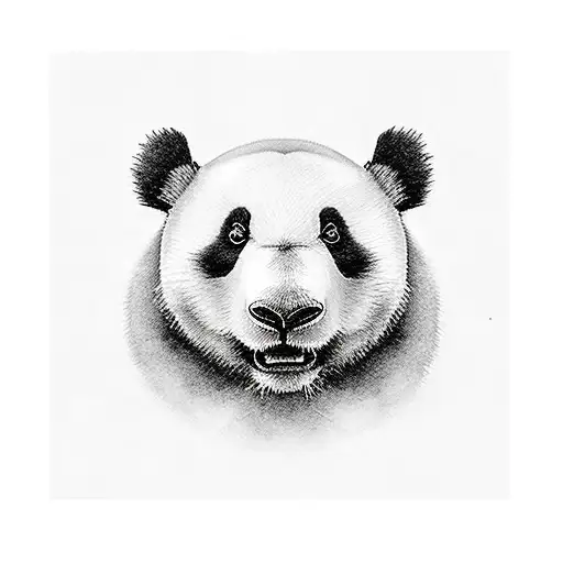 Panda Bear Eating In Black And White Con Fondo De Bosque