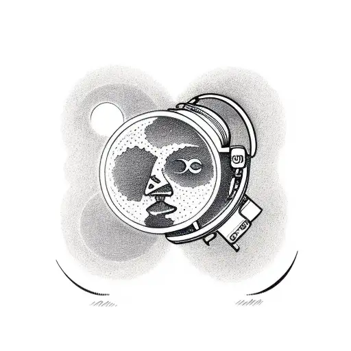 Astronaut Looking Up At Sky And Moon