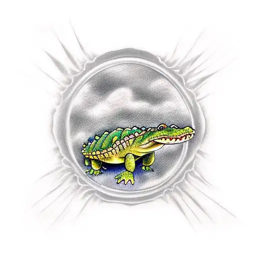 Alligator Chasing A Golden Shelled Turtle