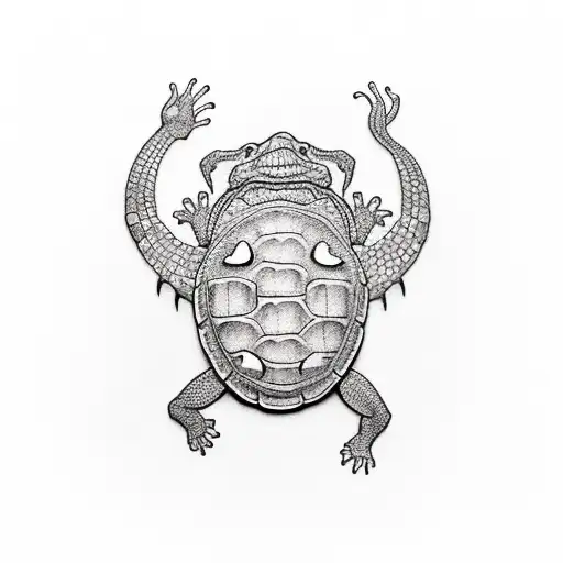 Alligator Eating A Golden Shelled Turtle