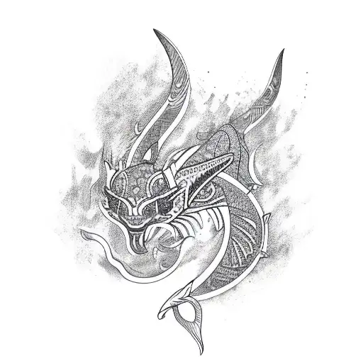 Filipino Tribal Patterns Combined With Bakunawa Along With Its Body