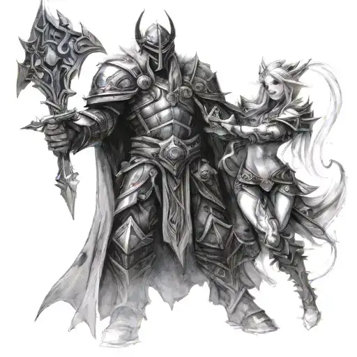 Sketch Of Sylvanas Windrunner Fighting With The Lich King For The Ice Crown
