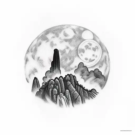 Serra Do Curral With Full Moon And Cloudy Sky