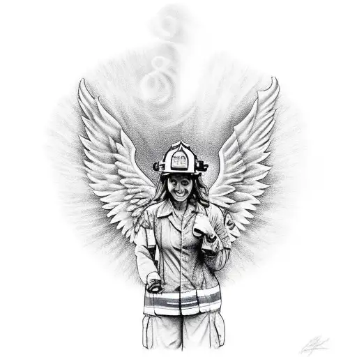 Firefighter With Angel Above