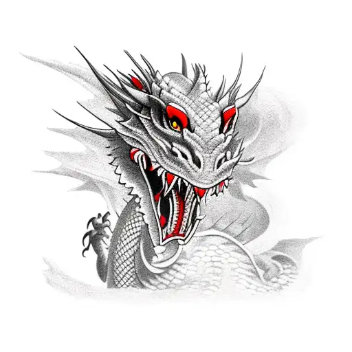 Dragon With Red Eyes With Rice Hat