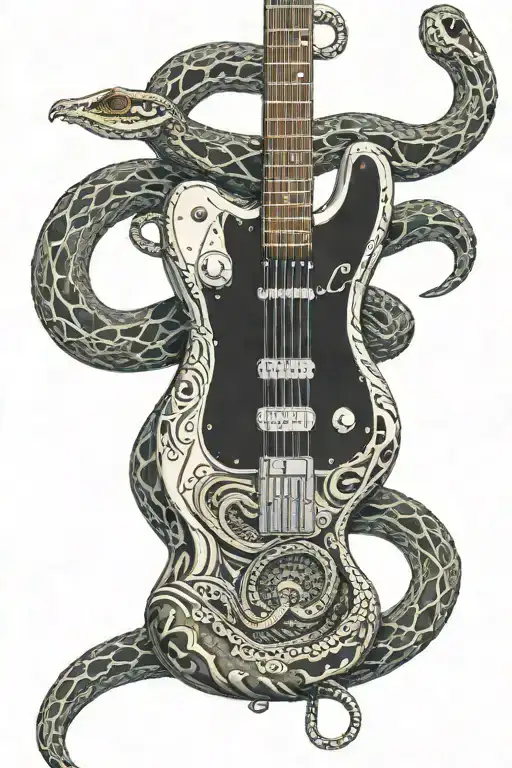 A Eletric Telecaster Guitar With A Snake Rapping Around The Neck Of The Guitar