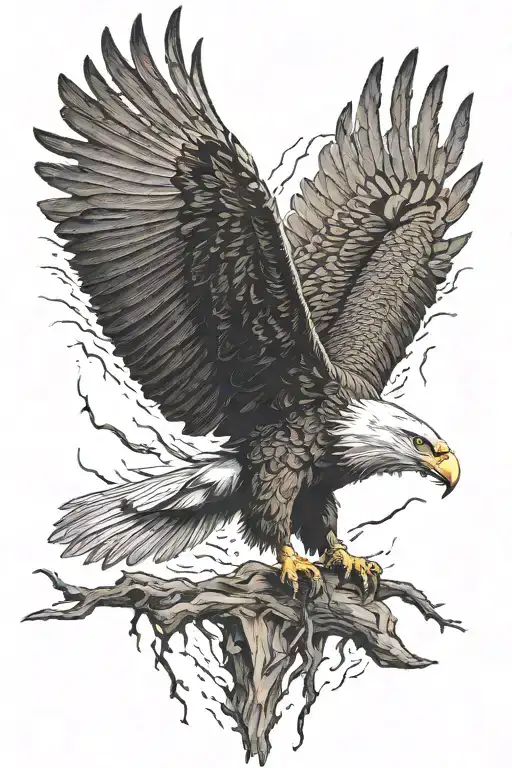 Eagle Hunting A Prey And Prey Is Bleeding