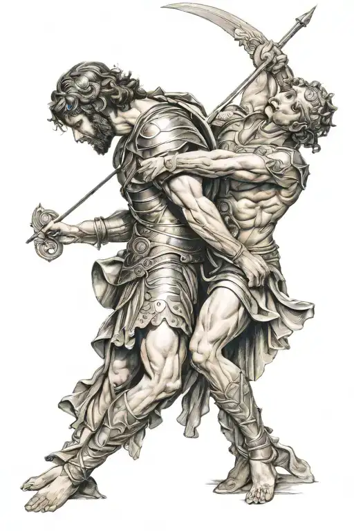 Achilles Lamenting Death Of Patroclus Warrior Shoulder Sleeve