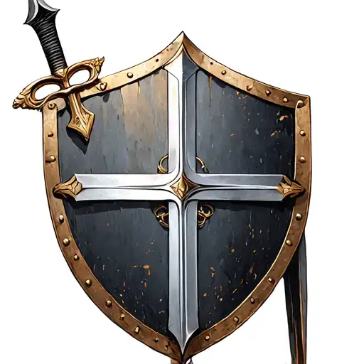 Roman Shield With Sword And Spear Background