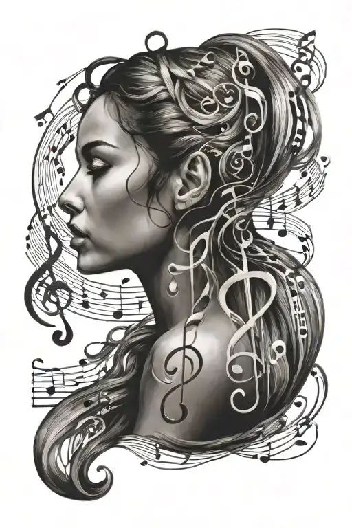 Girl Music Notes Swirling