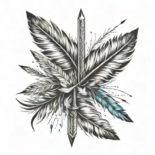 Arrow Surrounded By Feathers Falling