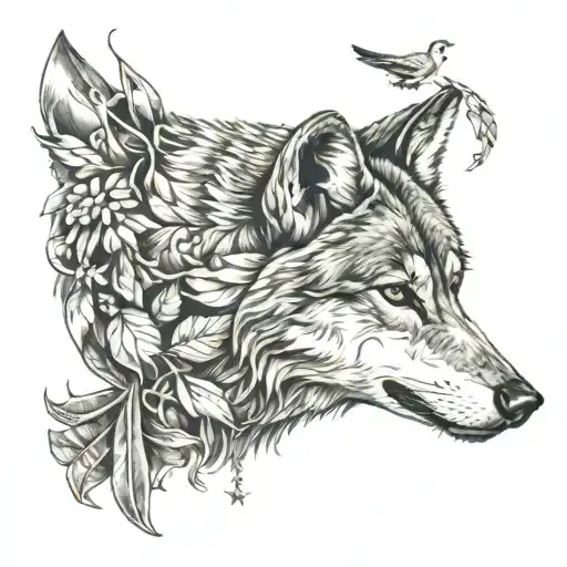 Wolf And Tocororo Bird