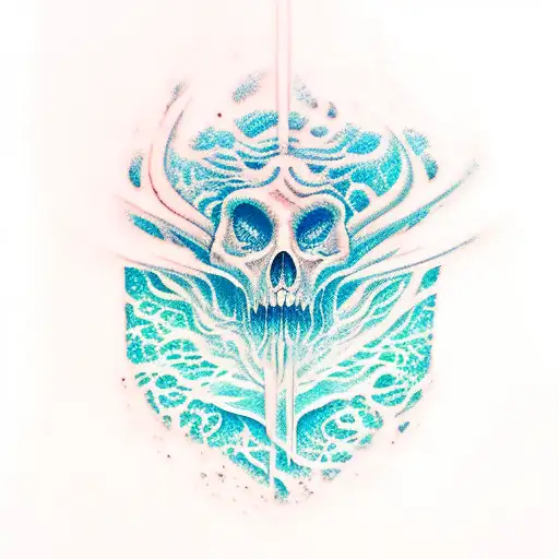 Black Lines Under Deep Water Colored Light Blue And Green