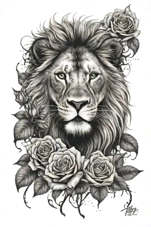 Lion And Roses And Fire Hurt